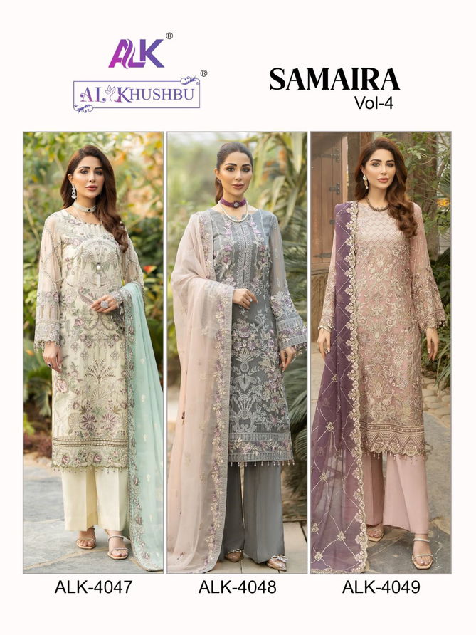 Samaira Vol 4 By By Al Khushbu Georgette Pakistani Suits Wholesale Shop In Surat